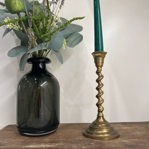 Stunning Vintage Twisted Stem Brass Candlestick Holder Made in Portugal